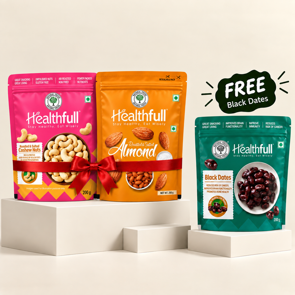 Salted Cashew & Salted Roasted Almonds + FREE Black Dates – 200g